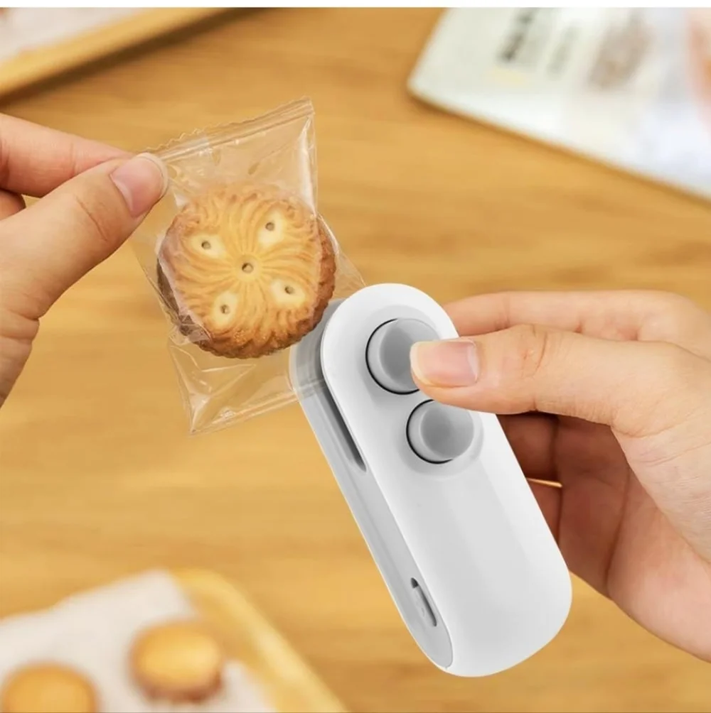 Portable USB Chargable Sealing Machine White & Gray w Cord New in Box